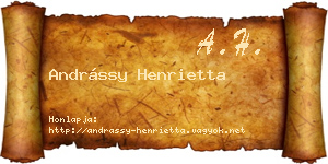 Andrássy Henrietta névjegykártya